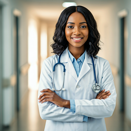 Ghanaian doctor in a modern hospital